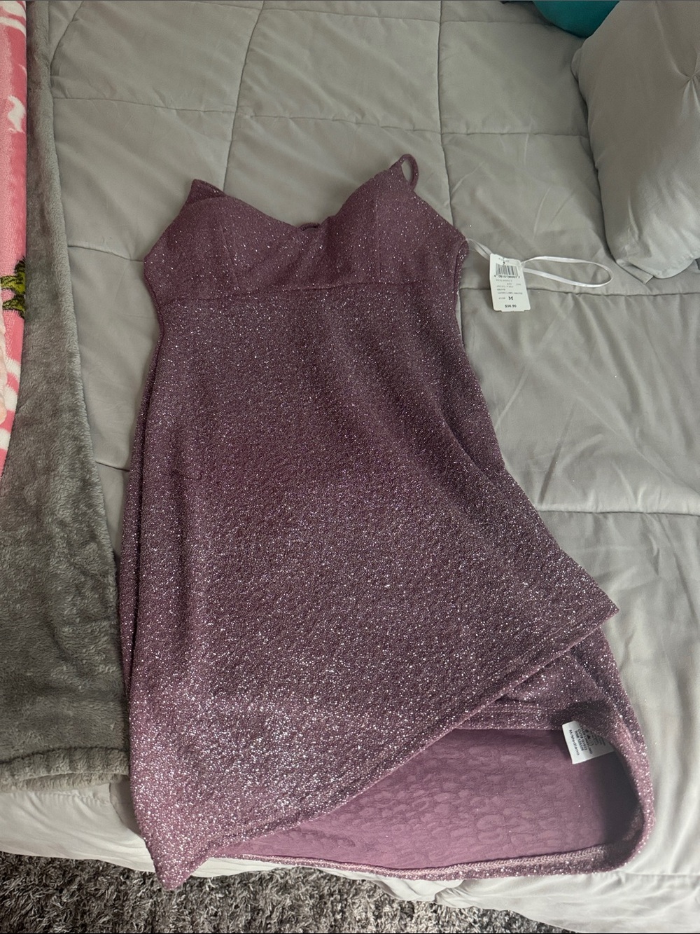 Windsor Sparkle Plum Asymmetrical Slip Dress